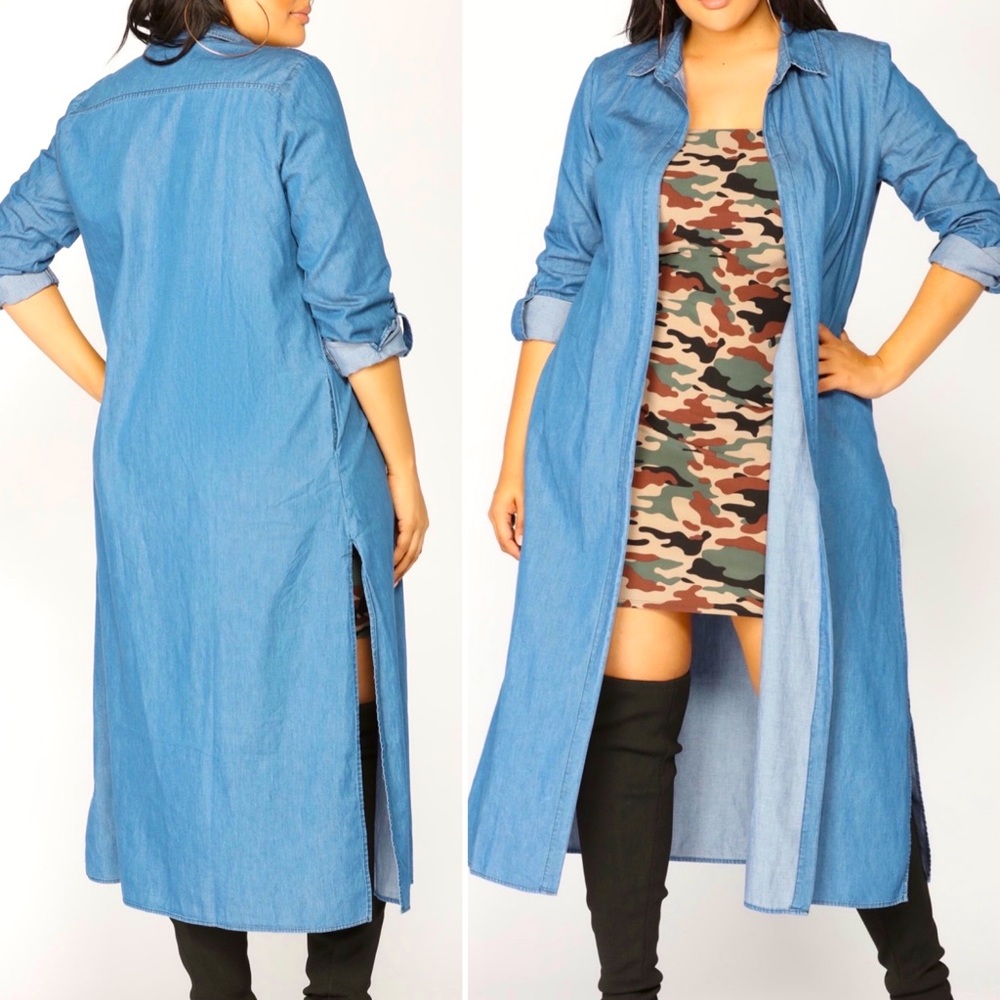 Open Front Maxi Denim Cardigan - Picture 11 of 16
